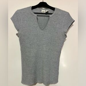 Polo Jeans Company by Ralph Lauren Gray Fitted Thermal Cap Sleeve Top